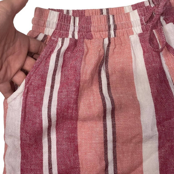 Universal Thread Womens Linen Shorts Size S Pink Striped Elastic Drawstring - Picture 3 of 8